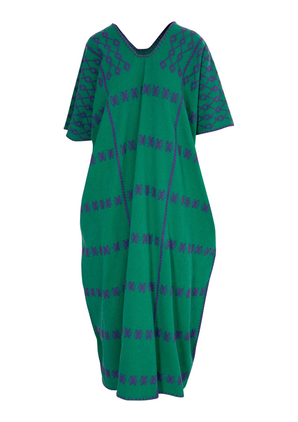Pippa Holt Kaftan No.257 Three Panel Maxi Kaftan In Green With Purple Design