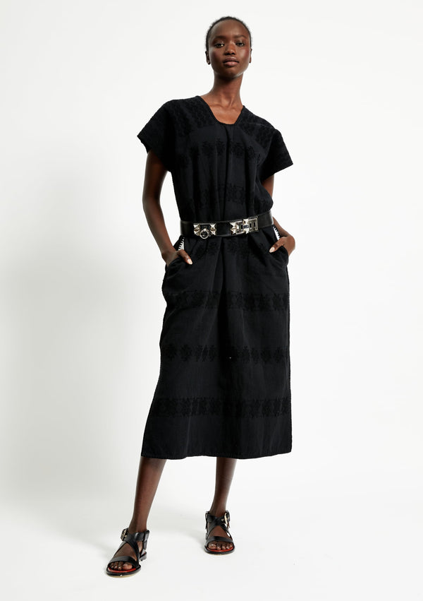 pippa holt Kaftan No.258 Single panel midi kaftan in black with back motifs