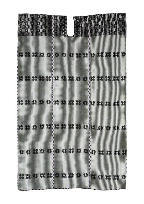 Pippa Holt Kaftan No.268 Three Panel Midi Kaftan In Khaki And White Stripe With Black Design