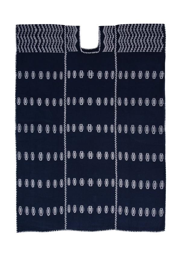 Pippa Holt Kaftan No.270 Three Panel Midi Kaftan In Navy With White Design