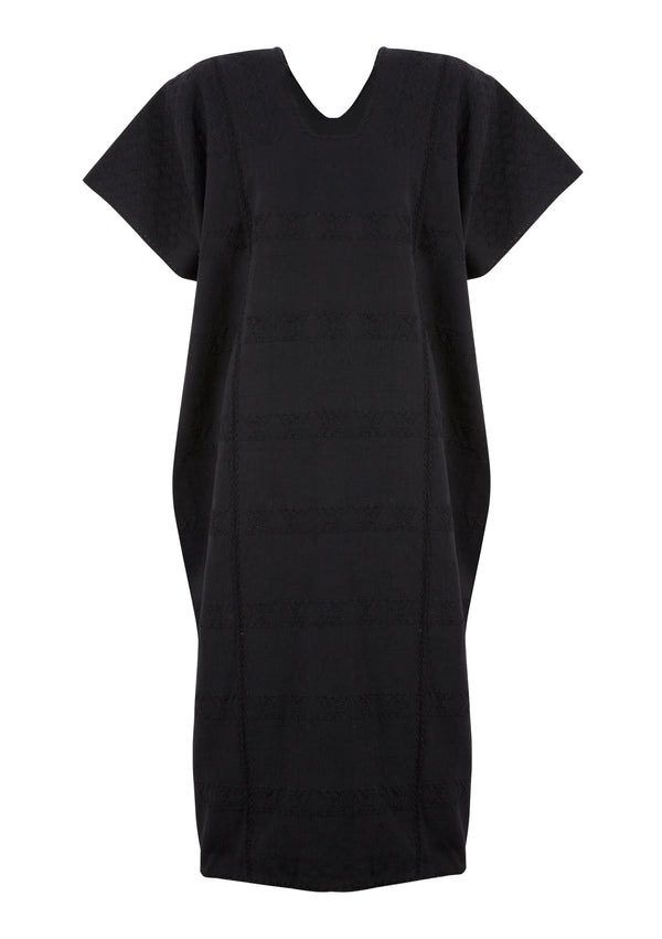Pippa Holt Kaftan No.283 Three Panel Midi Kaftan In Black With Back Motifs