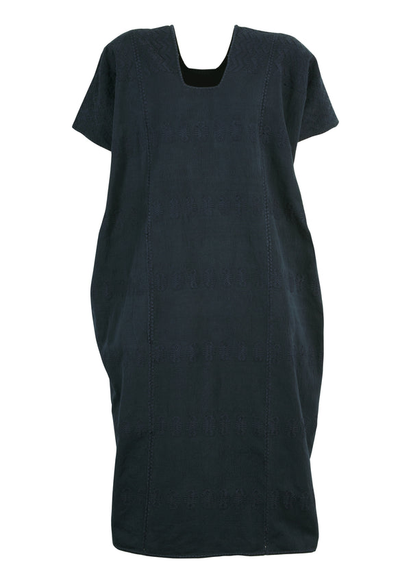 Pippa Holt Kaftan No.287 Three Panel Midi Kaftan In Navy With Navy Design