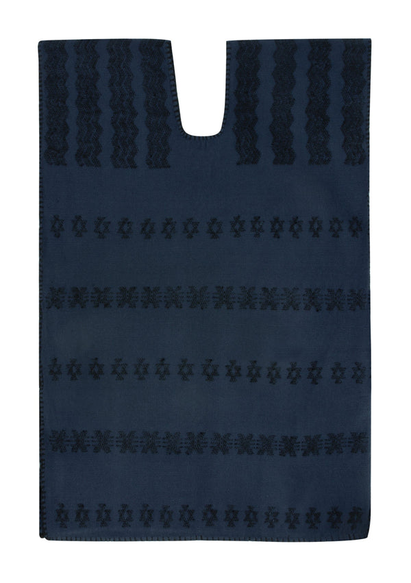 Pippa Holt Kaftan No.289 Single Panel Mini Kaftan In Navy With Black Design