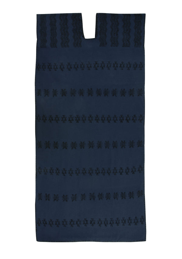 Pippa Holt Kaftan No.290 Single Panel Midi Kaftan In Navy With Black Design