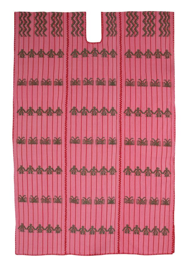 Pippa Holt Kaftan No.292 Three Panel Midi Kaftan In Watermelon And Red Stripe With Khaki People Design