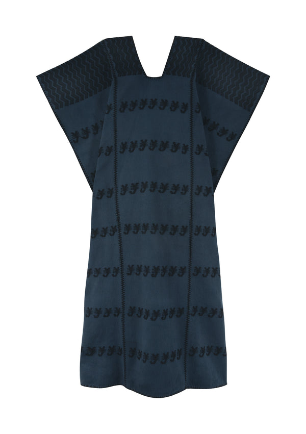 Pippa Holt Kaftan No.293 Three Panel Midi Kaftan In Navy With Black Design