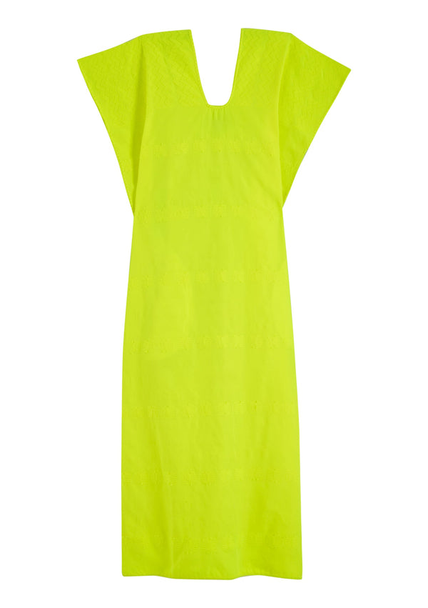 Pippa Holt Kaftan No.301 Single Panel Midi Kaftan In Neon Yellow Design