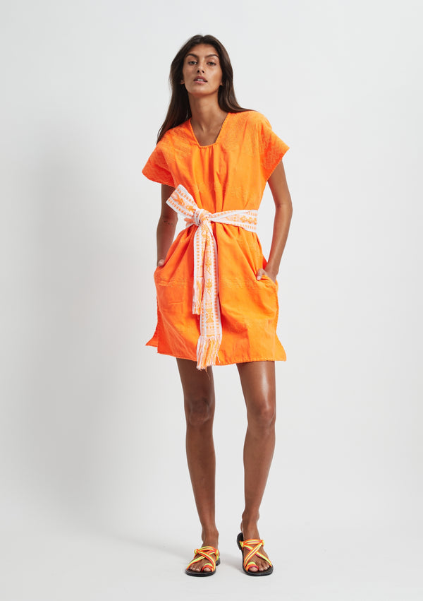 pippa holt Kaftan No.308 Single panel mini kaftan in neon orange design