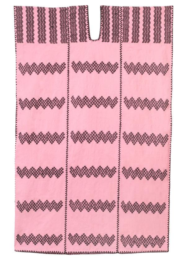 Pippa Holt Kaftan No.317 Three Panel Midi Kaftan In Bright Pink With Black Zig Zag Design