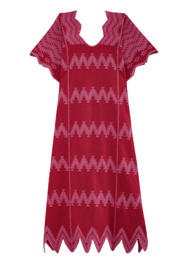 Pippa Holt Kaftan No.322 Three Panel Midi Kaftan In Red With Pink Duck Design
