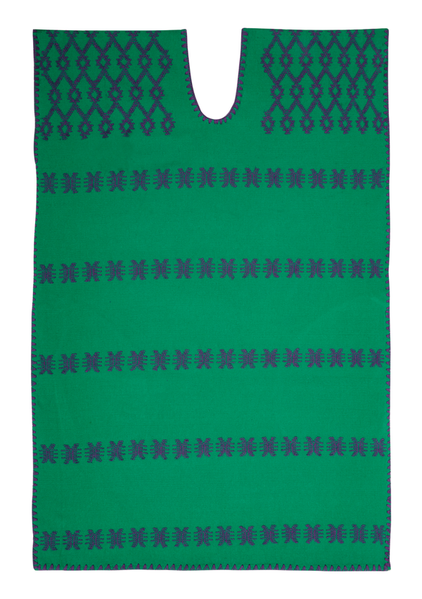 Pippa Holt Kaftan No.324 Single Panel Mini Kaftan In Green With Purple Design