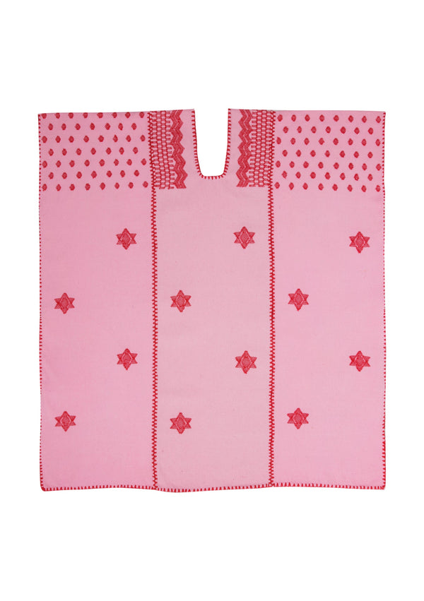 Pippa Holt Kaftan No.325 Three Panel Mini Kaftan In Pink With Red Star Design