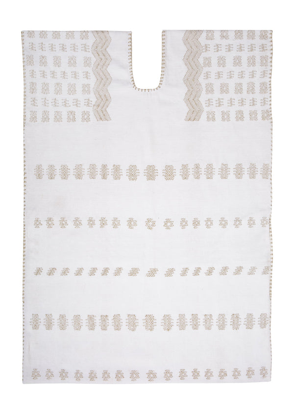 Pippa Holt Kaftan No.326 Single Panel Mini Kaftan In White With Silver Metallic Design