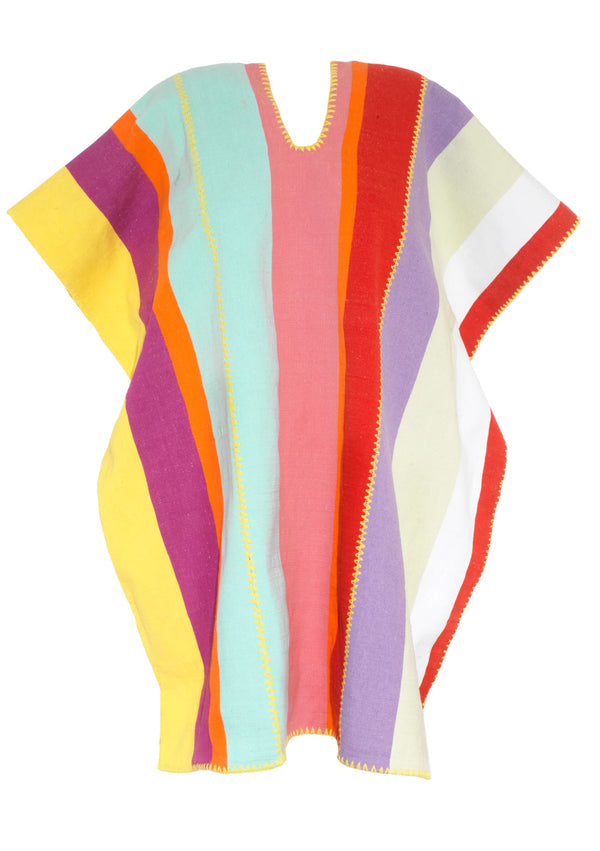 Pippa Holt Kaftan No.331 Three Panel Mini Kaftan With Multicoloured Stripes