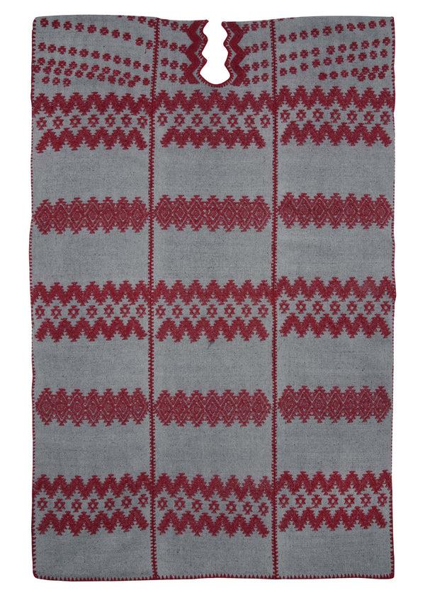 Pippa Holt Kaftan No.333 Three Panel Midi Kaftan In Cloud Grey With Red Design