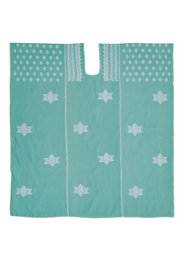 Pippa Holt Kaftan No.351 Three Panel Mini Kaftan In Mint With White Star Design