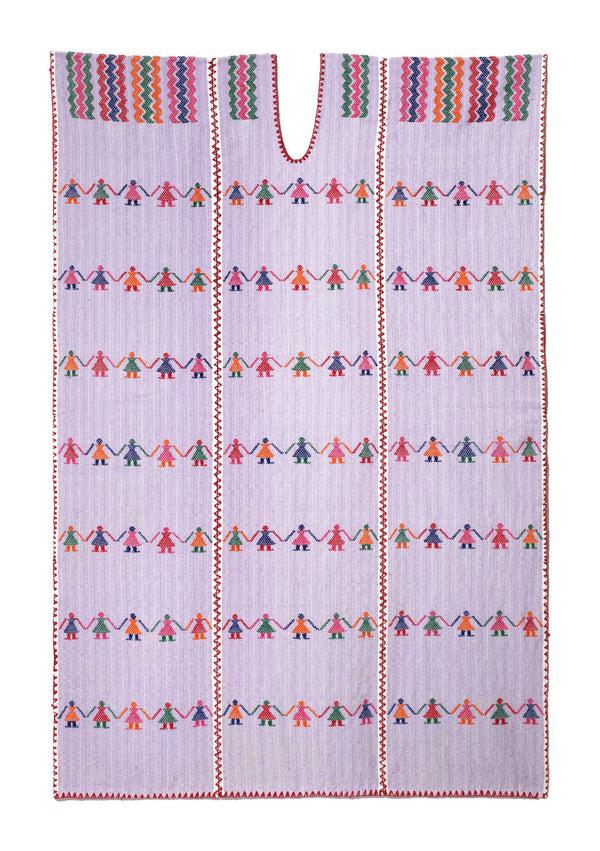 Pippa Holt Kaftan No.36 Three Panel Maxi Kaftan In Lilac With Multi Coloured 'people' Design