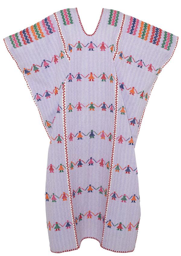 Pippa Holt Kaftan No.36 Three Panel Maxi Kaftan In Lilac With Multi Coloured 'people' Design
