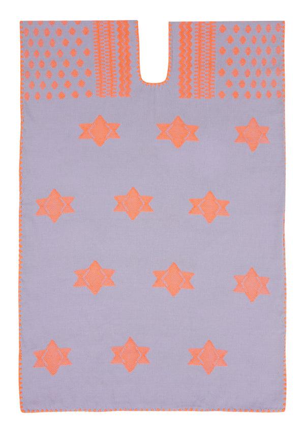 Pippa Holt Kaftan No.360 Single Panel Mini Kaftan In Lilac With Orange Star Design