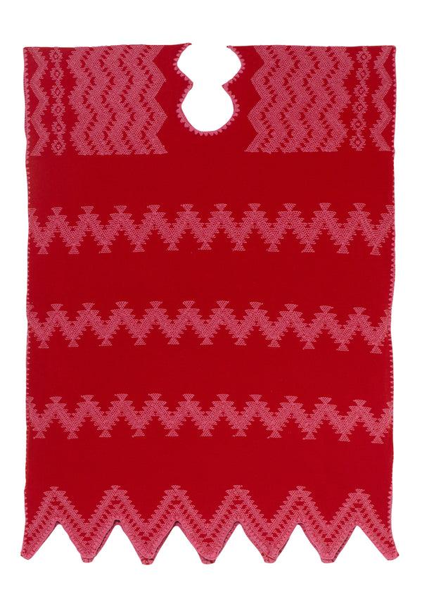 pippa holt Kaftan No.368 Single panel mini kaftan in red with pink zig zag design