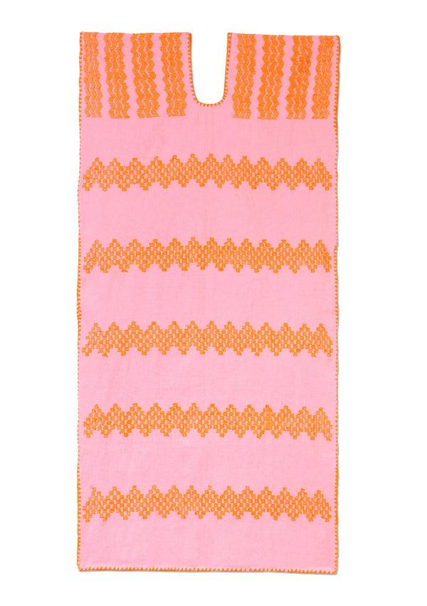 pippa holt Kaftan No.370 Single panel midi kaftan in candy pink with orange design