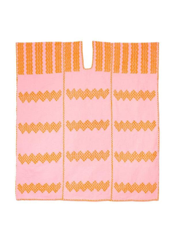 Pippa Holt Kaftan No.371 Three Panel Mini Kaftan In Candy Pink With Orange Design