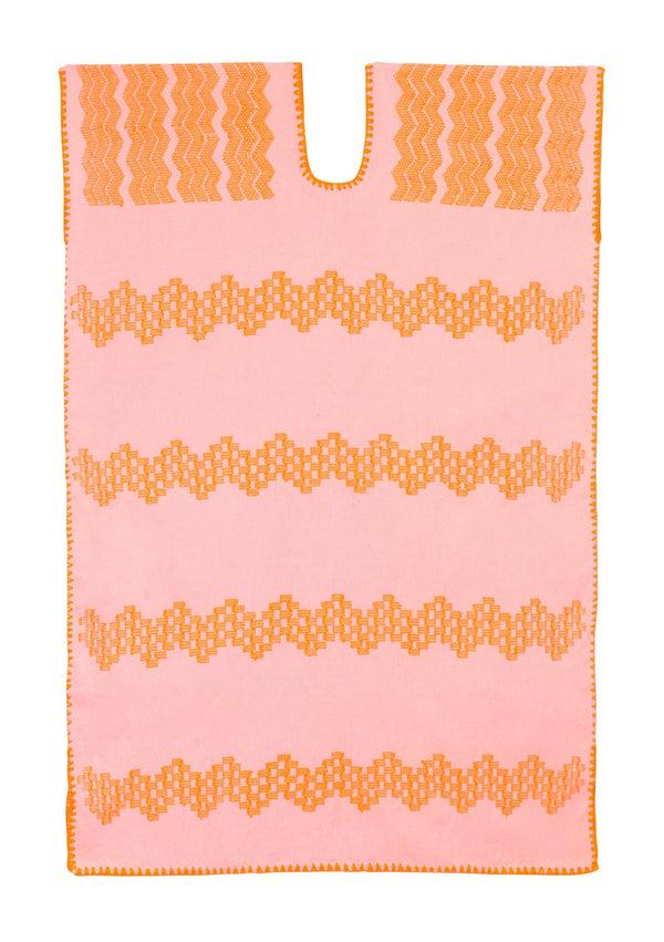 pippa holt Kaftan No.372 Single panel mini kaftan in candy pink with orange design