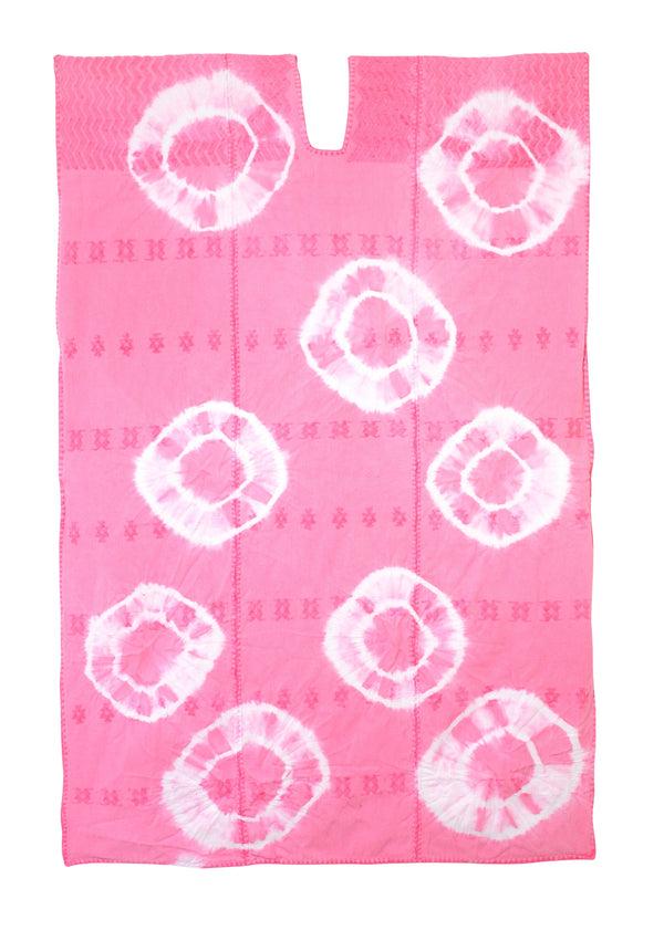 Pippa Holt Kaftan No.381 Three Panel Midi Kaftan In Pink And White Tie Dye Design