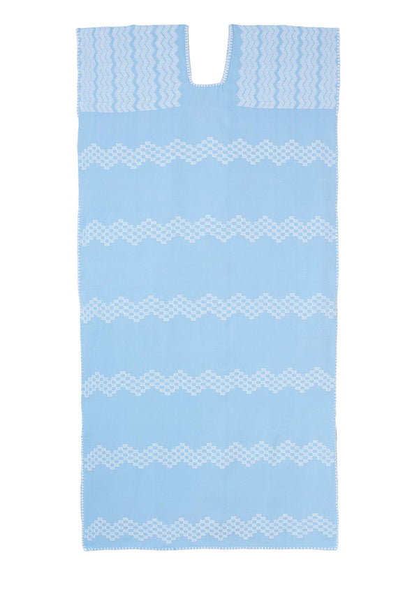 pippa holt Kaftan No.383 Single panel midi kaftan in blue with white design