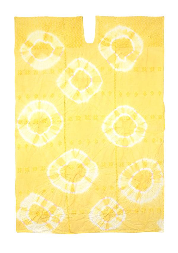 Pippa Holt Kaftan No.384 Three Panel Midi Kaftan In Yellow And White Tie Dye Design