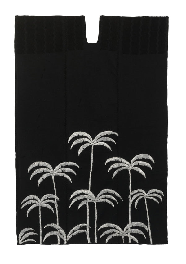 pippa holt Kaftan No.395 Three panel midi kaftan in black with embroidered silver plate design