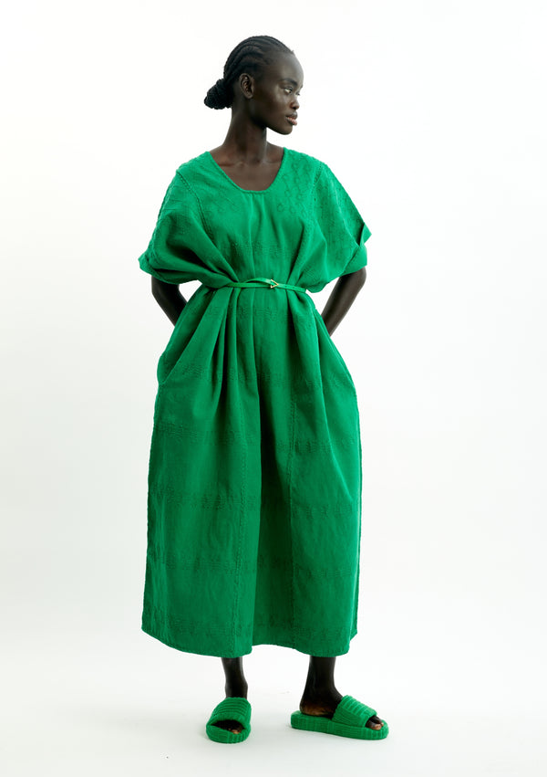 pippa holt Kaftan No.399 Three panel maxi kaftan in green with green design