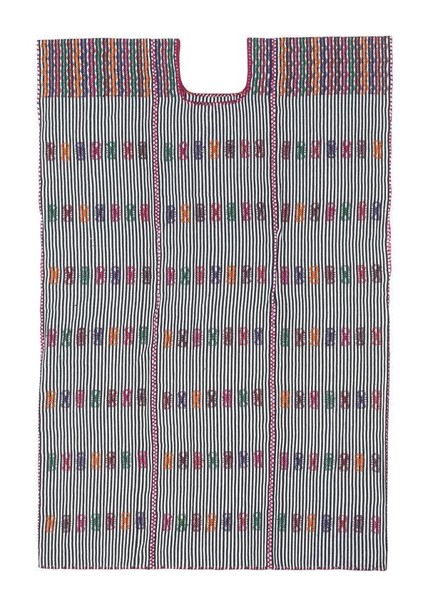 pippa Holt Kaftan No.40 Three Panel Maxi Kaftan In Black And White Stripe With Multicoloured Design