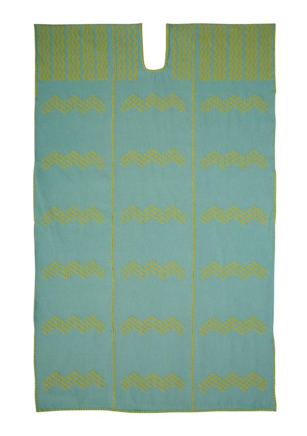pippa holt Kaftan No.407 Three panel midi kaftan in mint with yellow design
