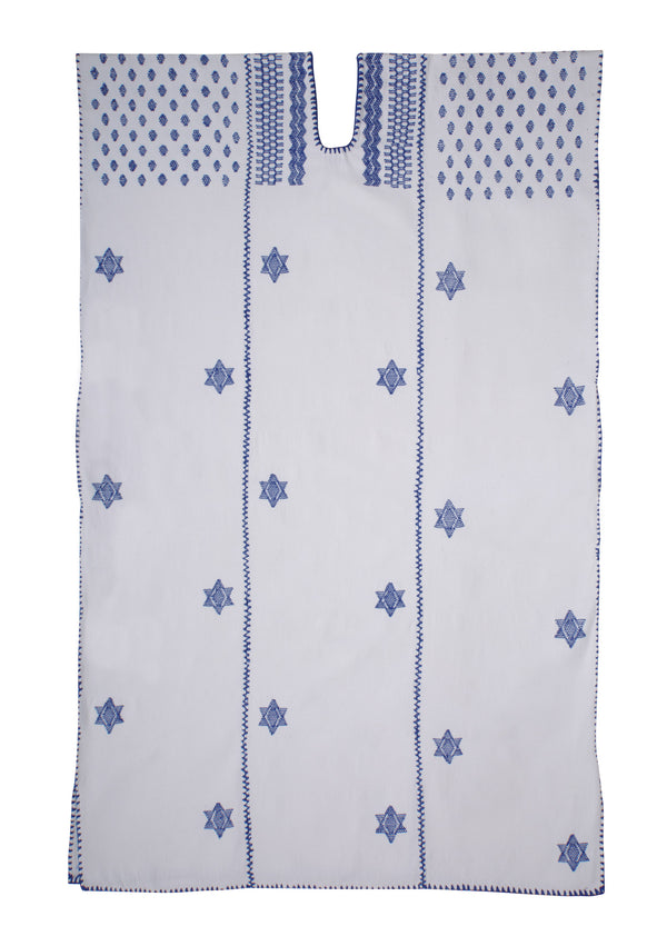 pippa holt Kaftan No.409 Three panel midi kaftan in white with blue star design