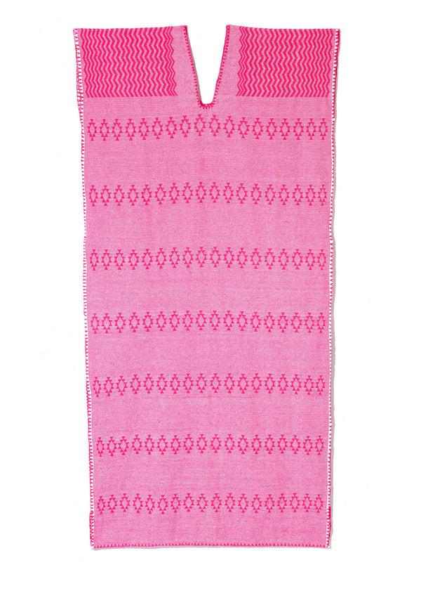 Pippa Holt Kaftan No.41 Single Panel Midi Kaftan In Pink With Pink Design
