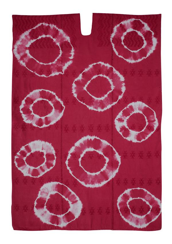 Pippa Holt Kaftan No.411 Three Panel Midi Kaftan In Red And White Tie Dye Design
