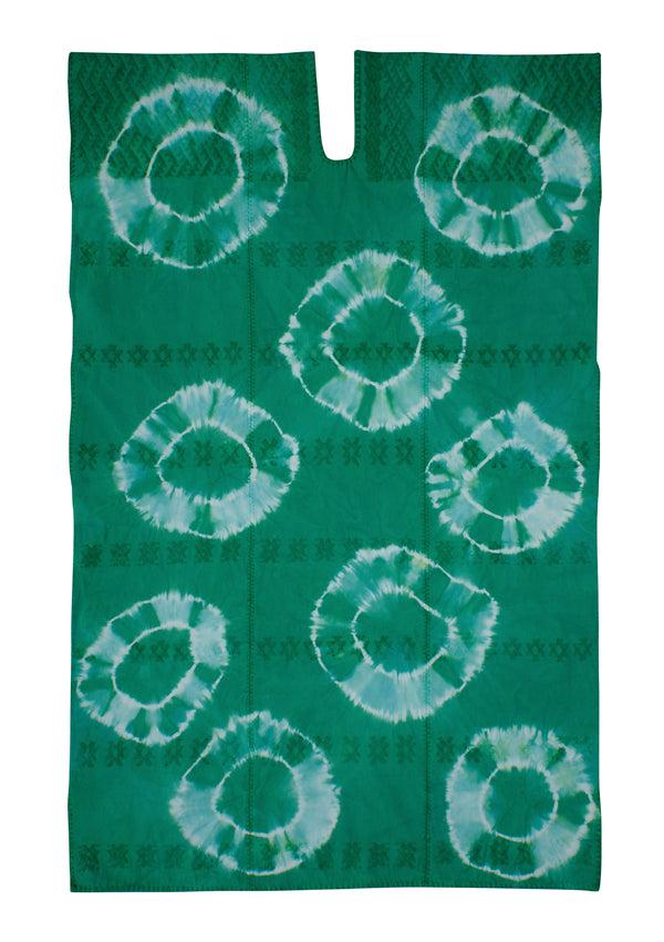 Pippa Holt Kaftan No.412 Three Panel Midi Kaftan In Green And White Tie Dye Design