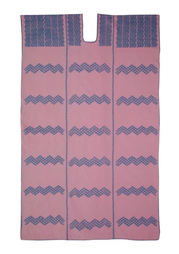 Pippa Holt Kaftan No.418 Three Panel Midi Kaftan In Pink With Blue Design