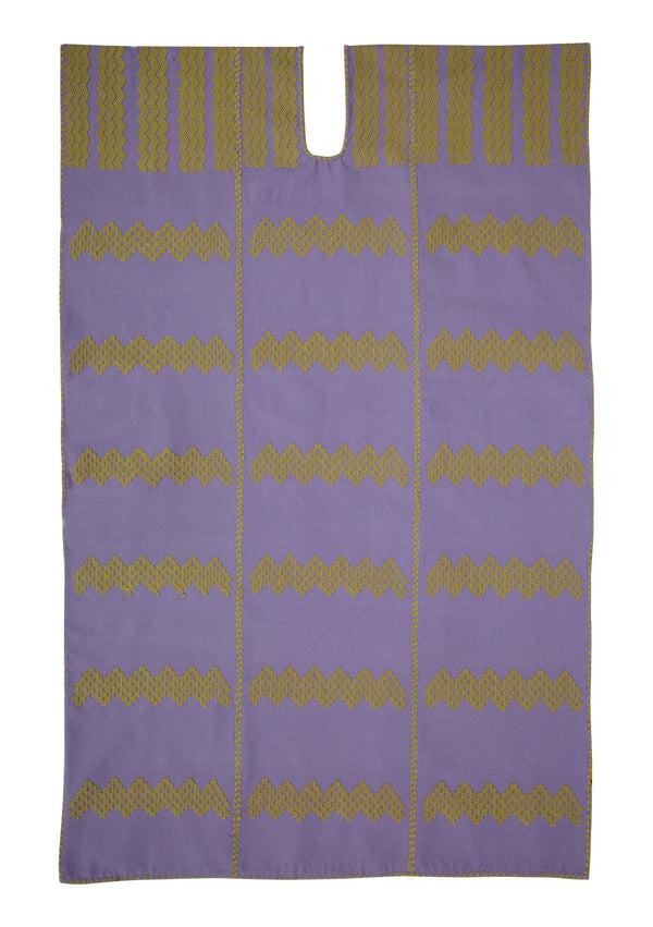 pippa holt Kaftan No.422 Three panel midi kaftan in purple with yellow zig zag design