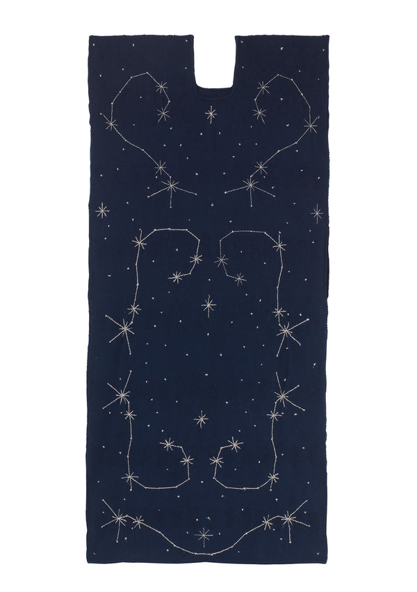 pippa holt Kaftan No.430 Single panel midi in navy with galaxy/stars embroidery