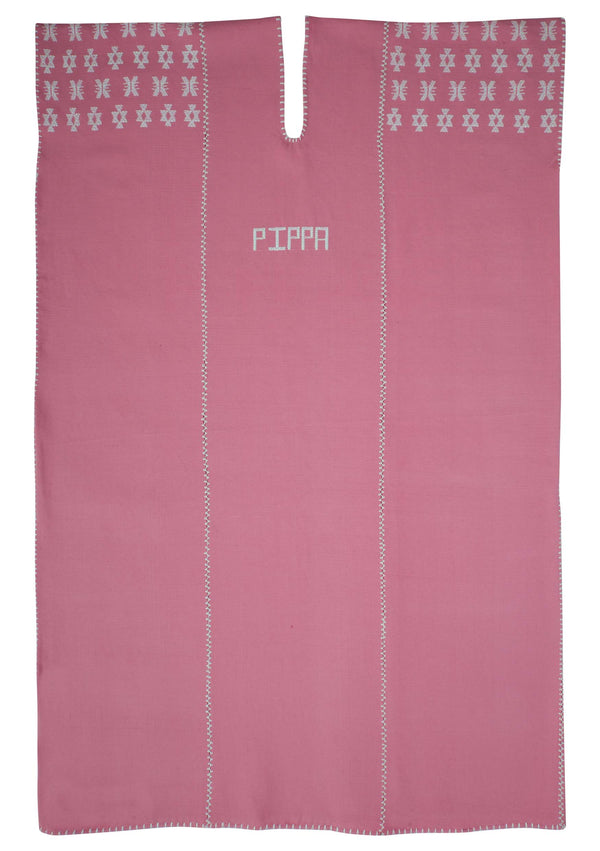 Pippa Holt Kaftan No.450 Three Panel Midi Kaftan In Candy Pink With White Monogram