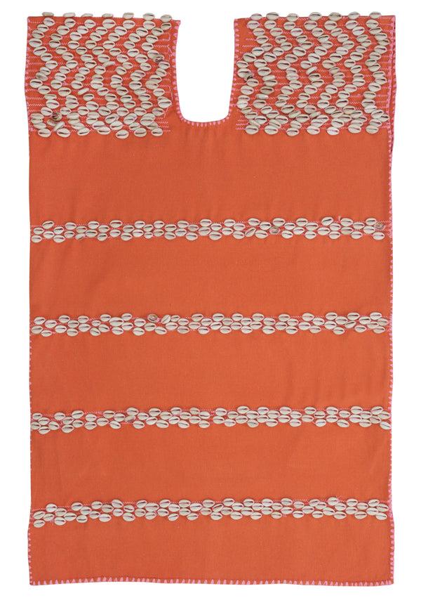 Pippa Holt Kaftan No.455 Single Panel Mini Kaftan In Orange With Shells