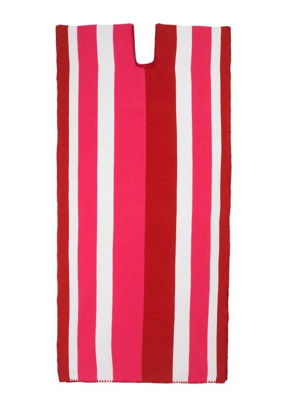 pippa holt Kaftan No.468 Single panel midi kaftan in red white and fuchsia stripes design
