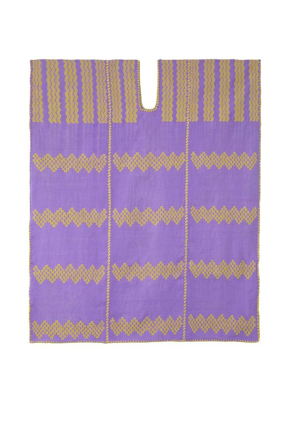 pippa holt Kaftan No.472 Three panel mini kaftan in purple with yellow zig zag design