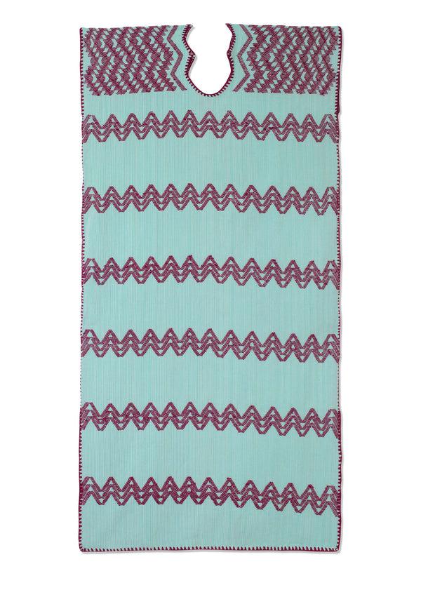 pippa holt Kaftan No.478 Single panel midi kaftan in mint green with burgundy design