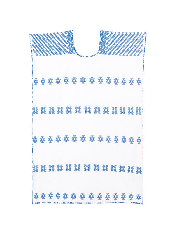 Pippa Holt Kaftan No.48 Supermini Kaftan In White With Blue Design