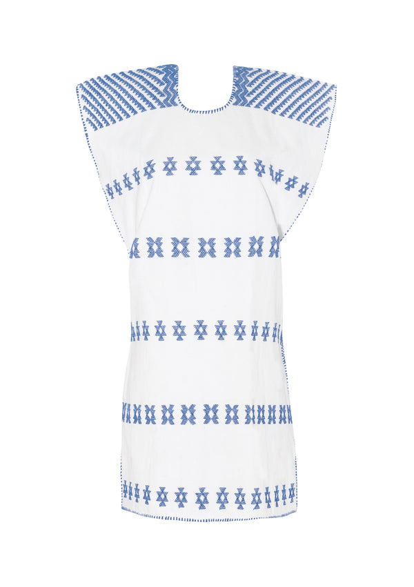 Pippa Holt Kaftan No.48 Supermini Kaftan In White With Blue Design