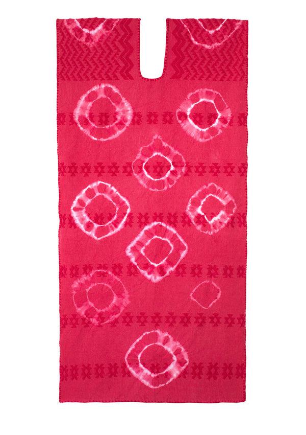 pippa holt Kaftan No.489 Single panel midi kaftan in red and white tie dye design