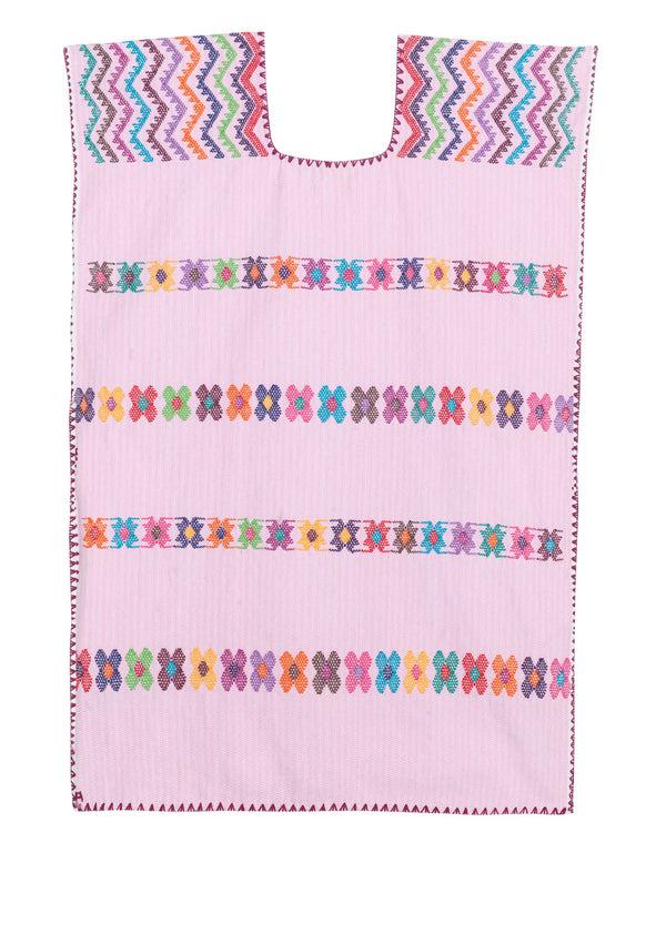 Pippa Holt Kaftan No.49 Single Panel Mini Kaftan In Pale Pink With Multi Coloured Design